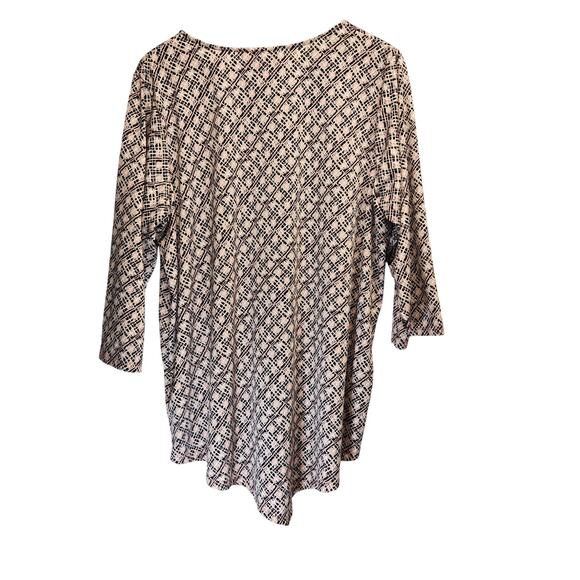 Emaline Women's Size 1X Criss-Cross V-Neck 3/4 Sleeves Pink Black Stretch - Picture 2 of 5